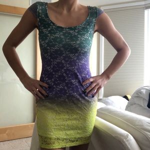 NWT Colorful ombré fitted lace dress